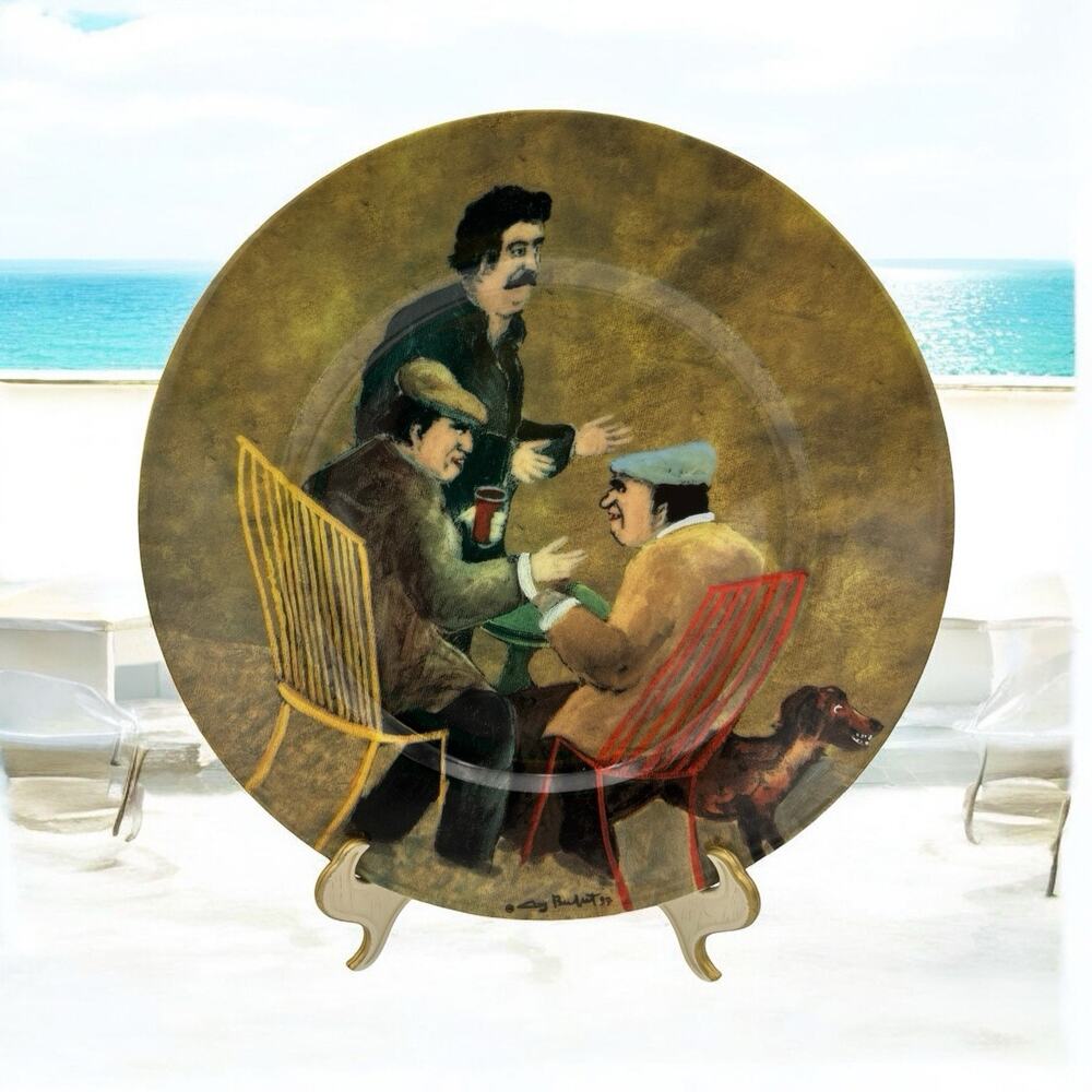 Tuscan Storefronts Guy Buffet 8" Salad Dessert Plate Three Gentlemen Discuss